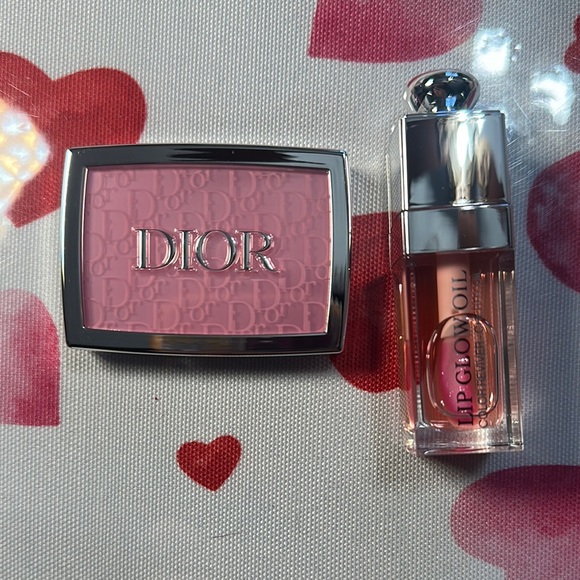 NWT Dior Pink Glow Ritual Lip Glow Oil Rosy Glow Blush Holiday Cosmetic bag set - Picture 3 of 6